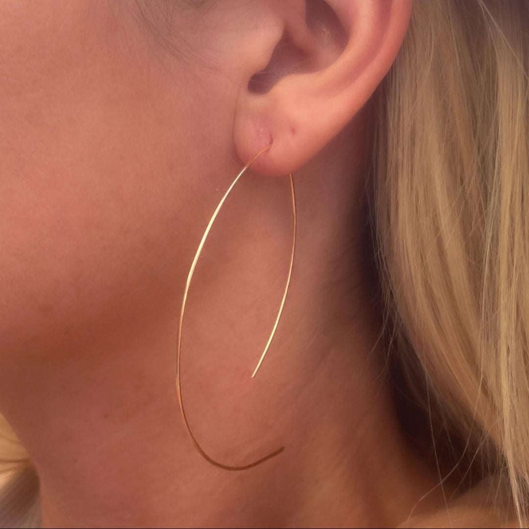 Large Gold Hoop Threader Earrings