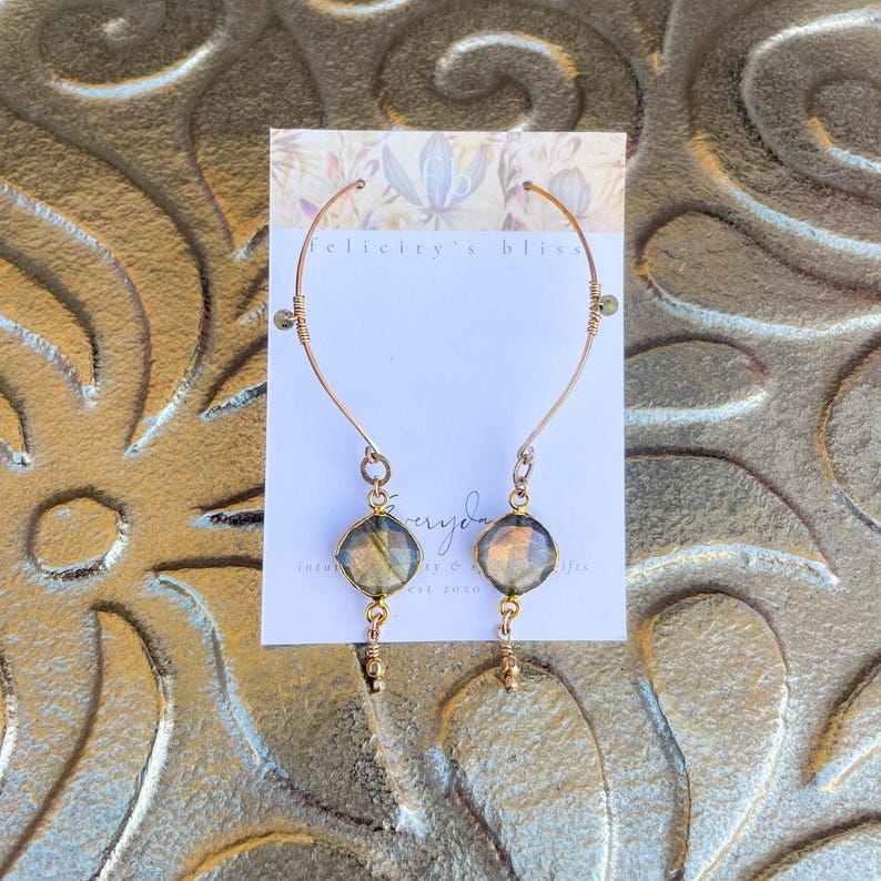 Golden Labradorite Threader Earrings