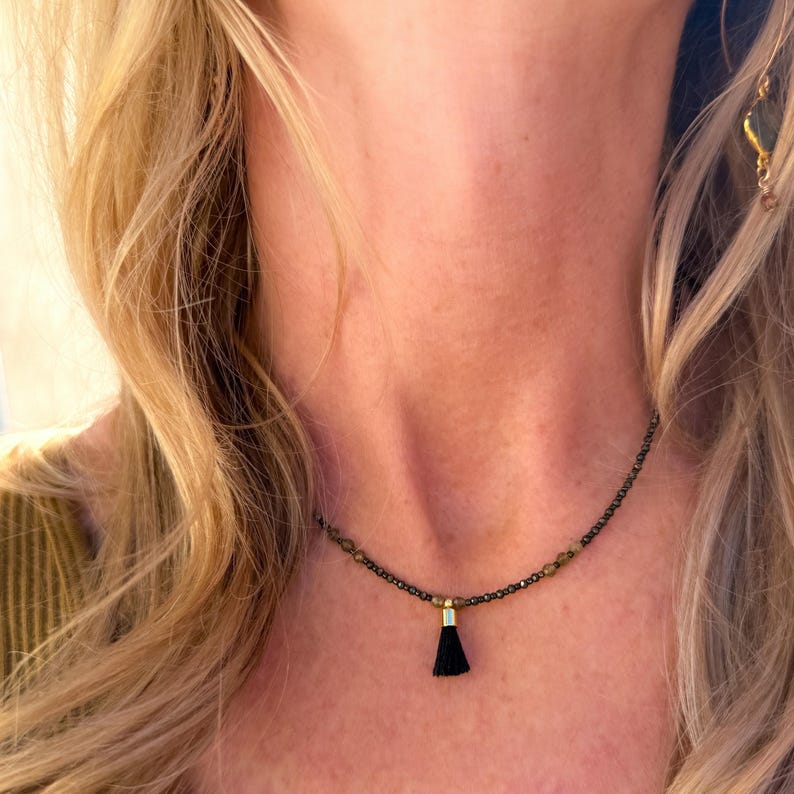 Mini Mala Necklace - Black Spinel