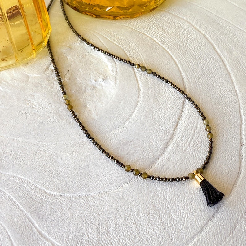 Mini Mala Necklace - Black Spinel