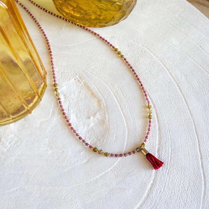 Mini Mala Necklace - Pink Ruby