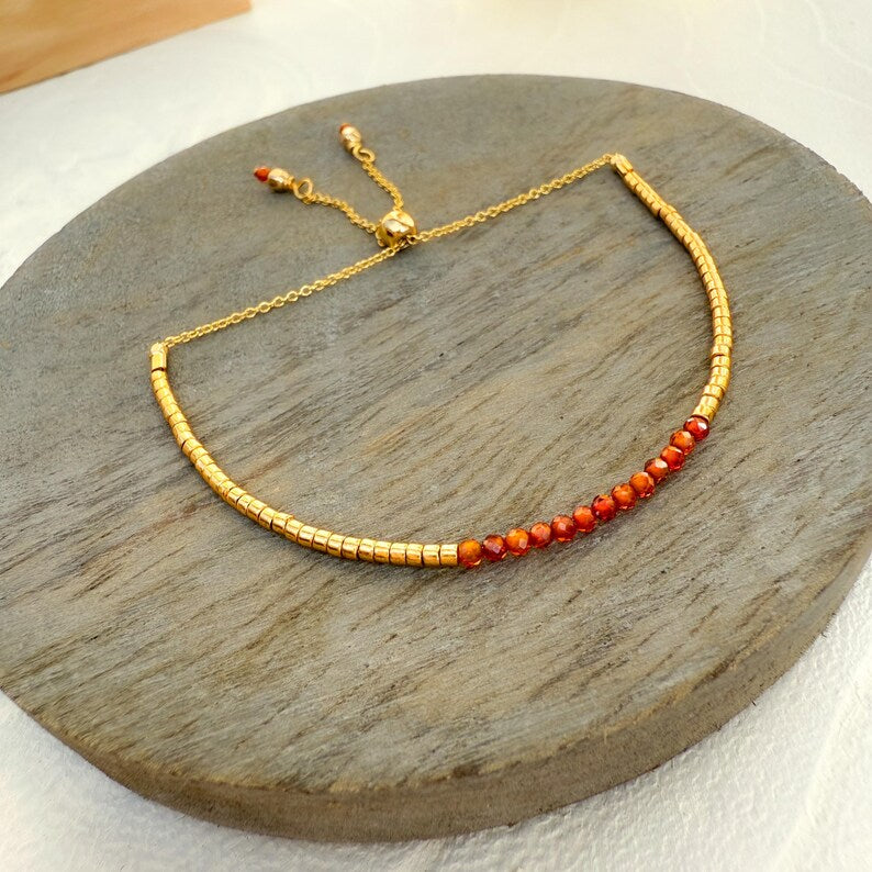 Orange Carnelian CZ Bracelet