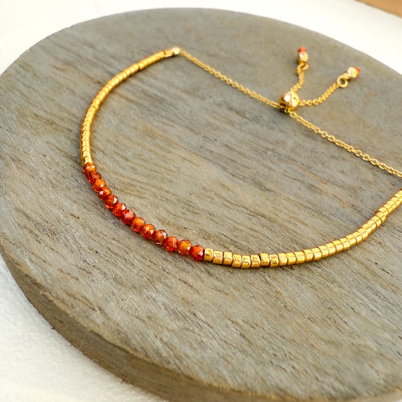 Orange Carnelian CZ Bracelet