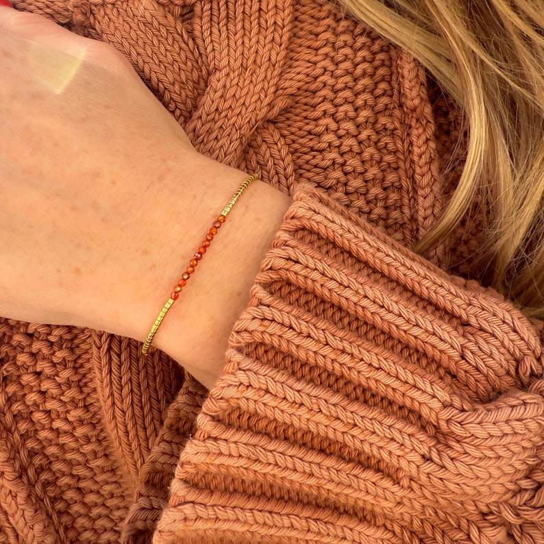 Orange Carnelian CZ Bracelet