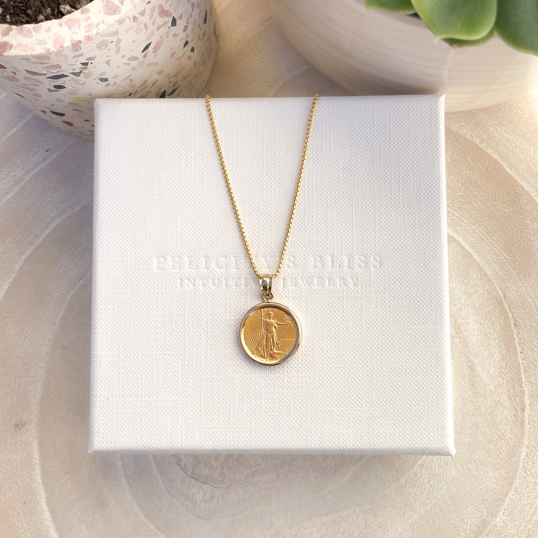 Gold American Eagle Coin Pendant Necklace