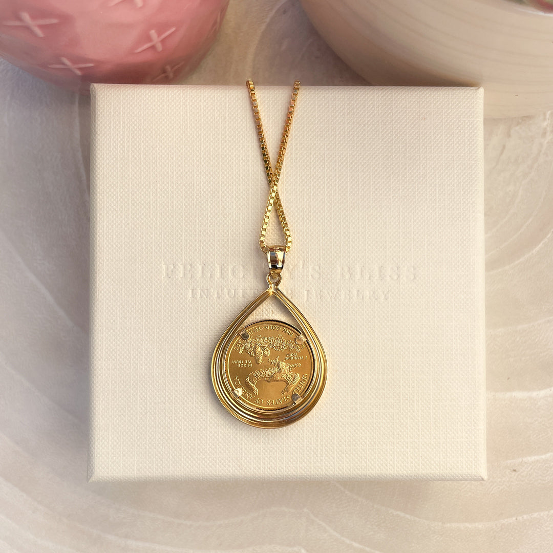 Gold American Eagle Coin Pendant Necklace