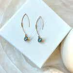 Load image into Gallery viewer, 2023 Most Popular Gold Minimalist Labradorite Earrings | Pull Through Earrings | Wire Threader Earrings | Most Popular Hoops